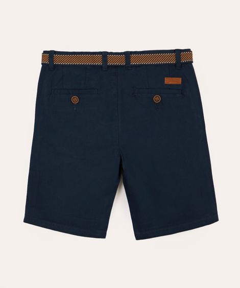 bermuda infantil de sarja com cinto  kaki - azul marinho