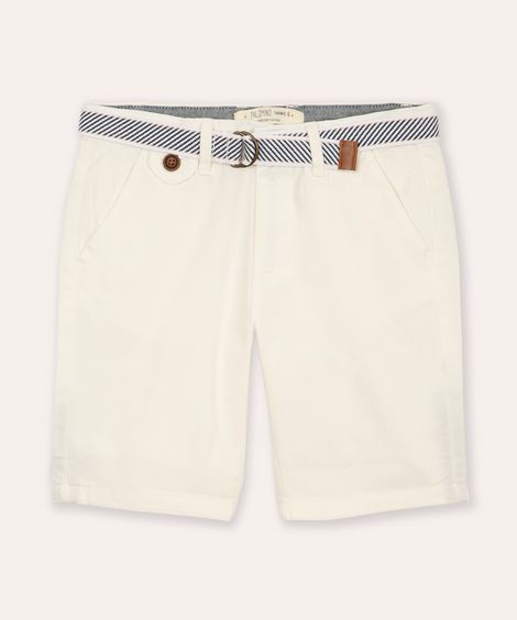 bermuda infantil de sarja com cinto  kaki - branco
