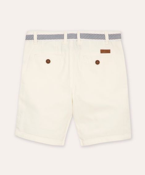 bermuda infantil de sarja com cinto  kaki - branco
