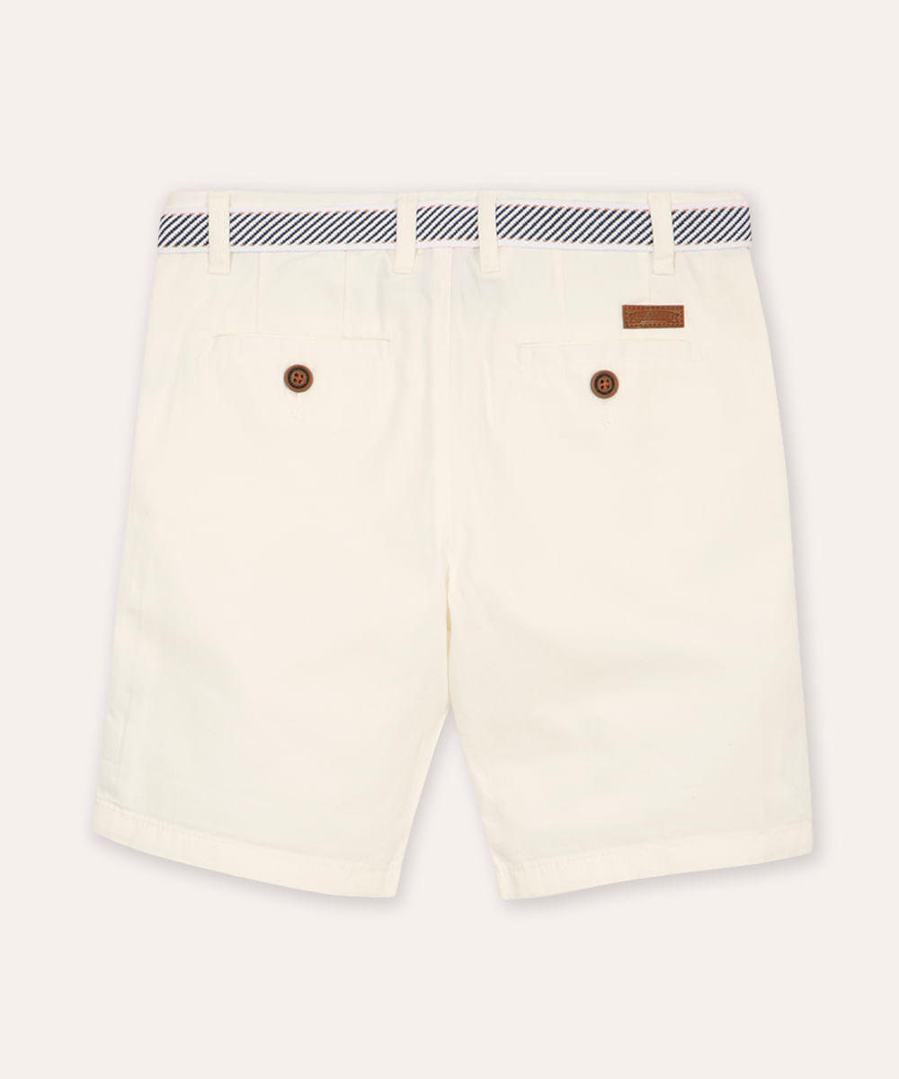 bermuda infantil de sarja com cinto  kaki - branco