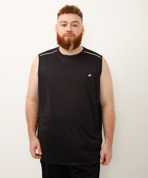 regata plus size com refletivo esportivo ace preto