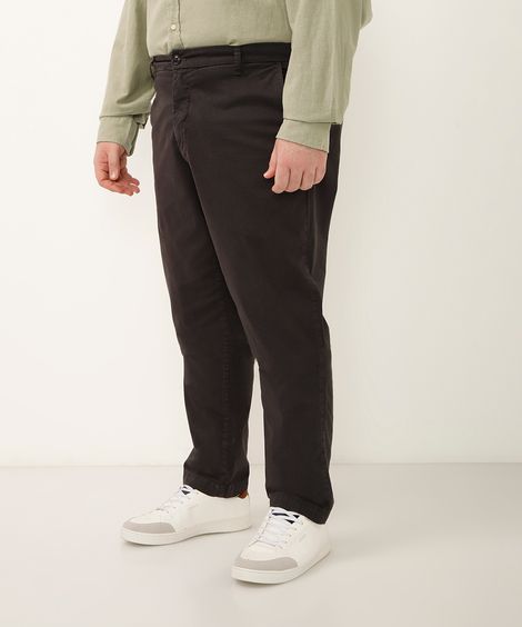 calça chino reta de sarja masculina cinza