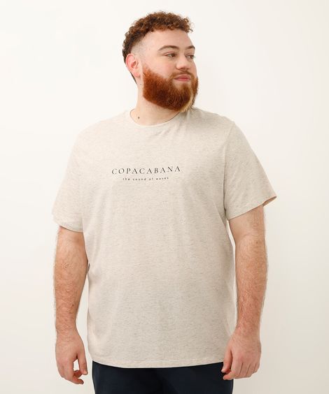 camiseta de algodão copacabana plus size bege