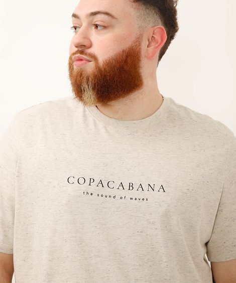 camiseta de algodão copacabana plus size bege