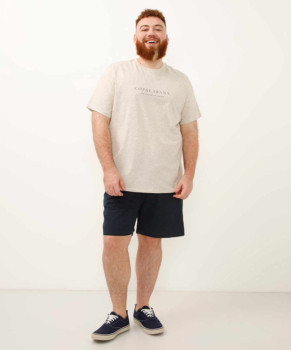 camiseta de algodão copacabana plus size bege