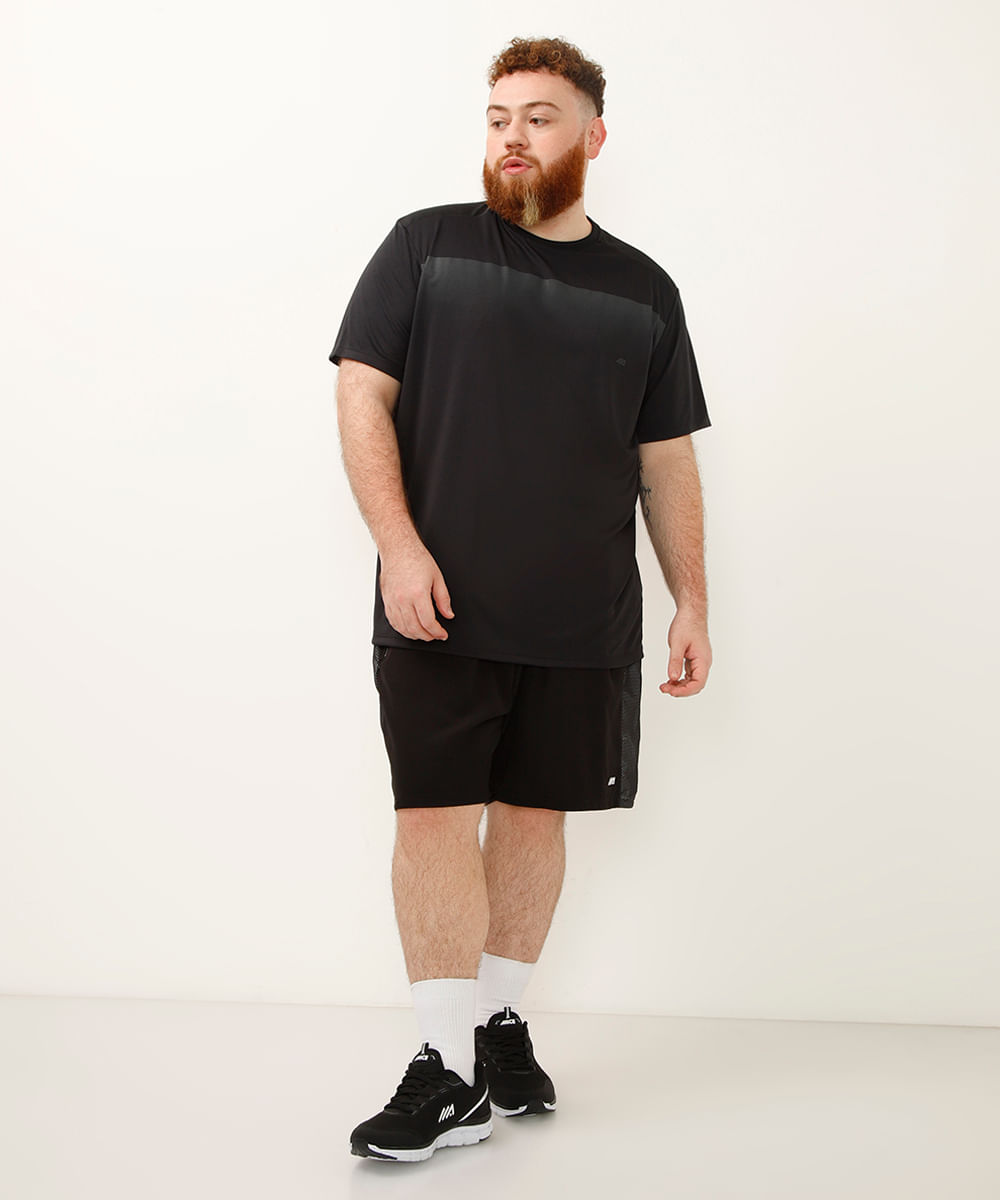 camiseta degradê plus size esportiva ace preta