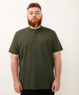 polo plus size de algodão piquet verde militar