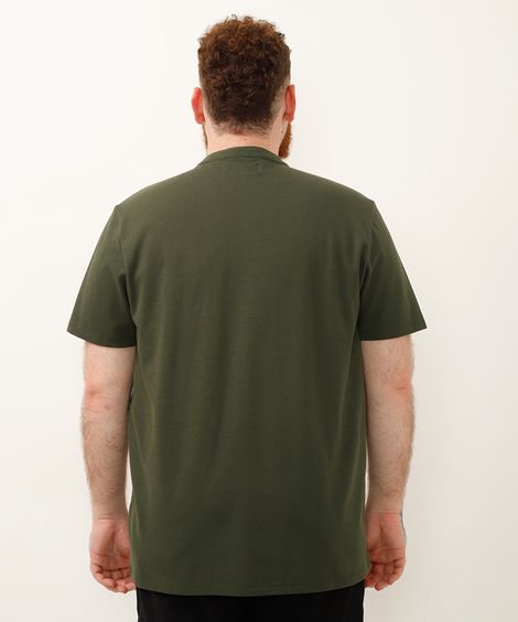 polo plus size de algodão piquet - verde militar