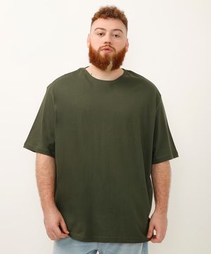 camiseta de algodão plus size oversized manga curta verde