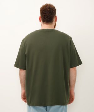 camiseta de algodão plus size oversized manga curta verde