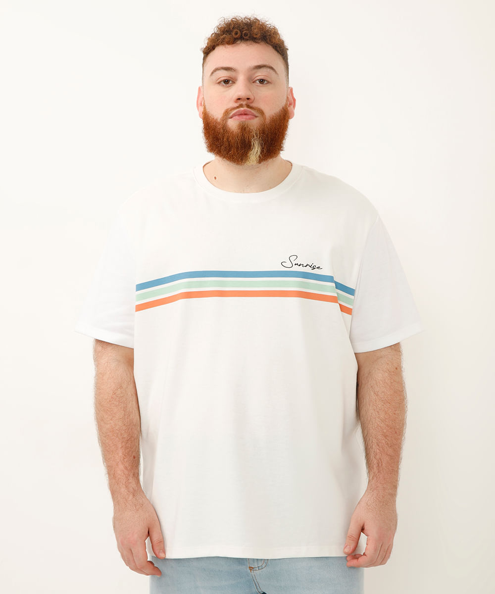 camiseta de algodão sunrise plus size off white