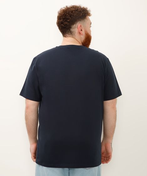 camiseta básica de algodão manga curta plus size azul