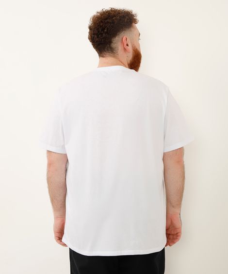 camiseta básica de algodão manga curta plus size branco
