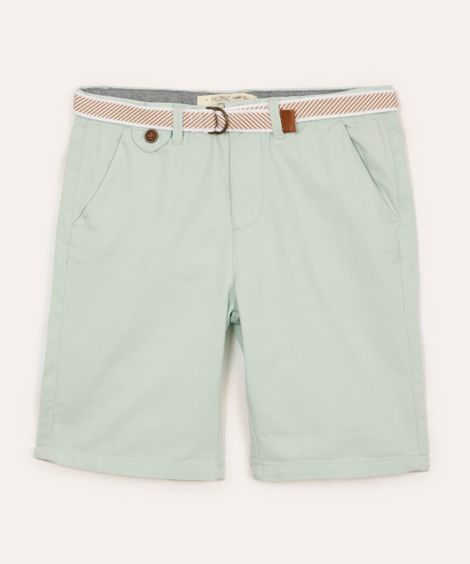 bermuda infantil de sarja com cinto  kaki - verde claro