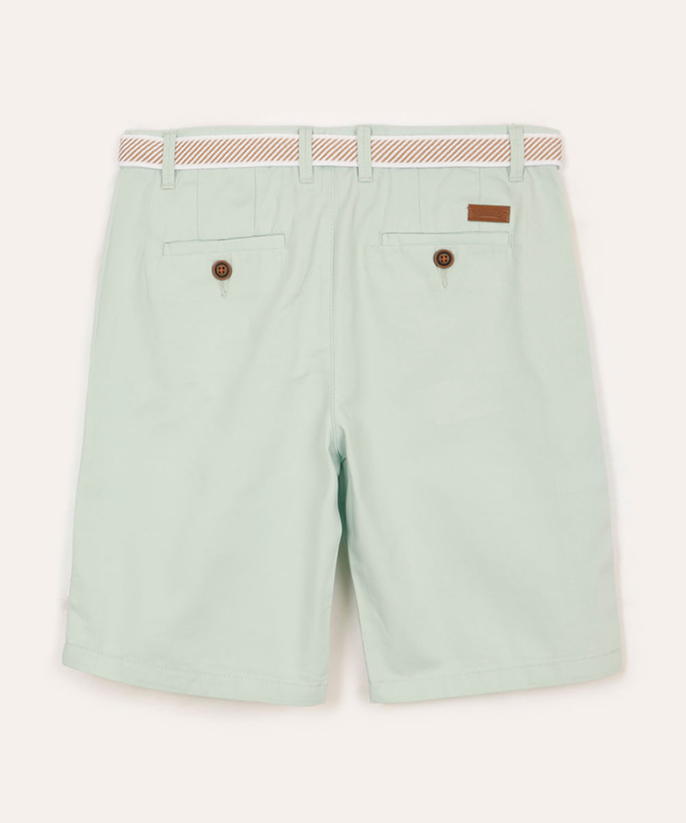 bermuda infantil de sarja com cinto  kaki - verde claro