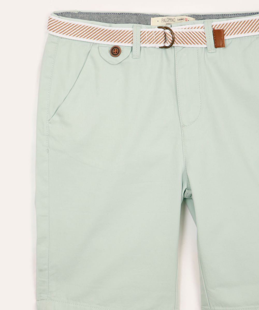 bermuda infantil de sarja com cinto  kaki - verde claro