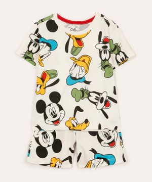 pijama infantil curto turma do mickey off white