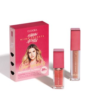 Kit Queridinhos da Niina: Batom Líquido Matte 5ml + Gloss Crystal 7ml