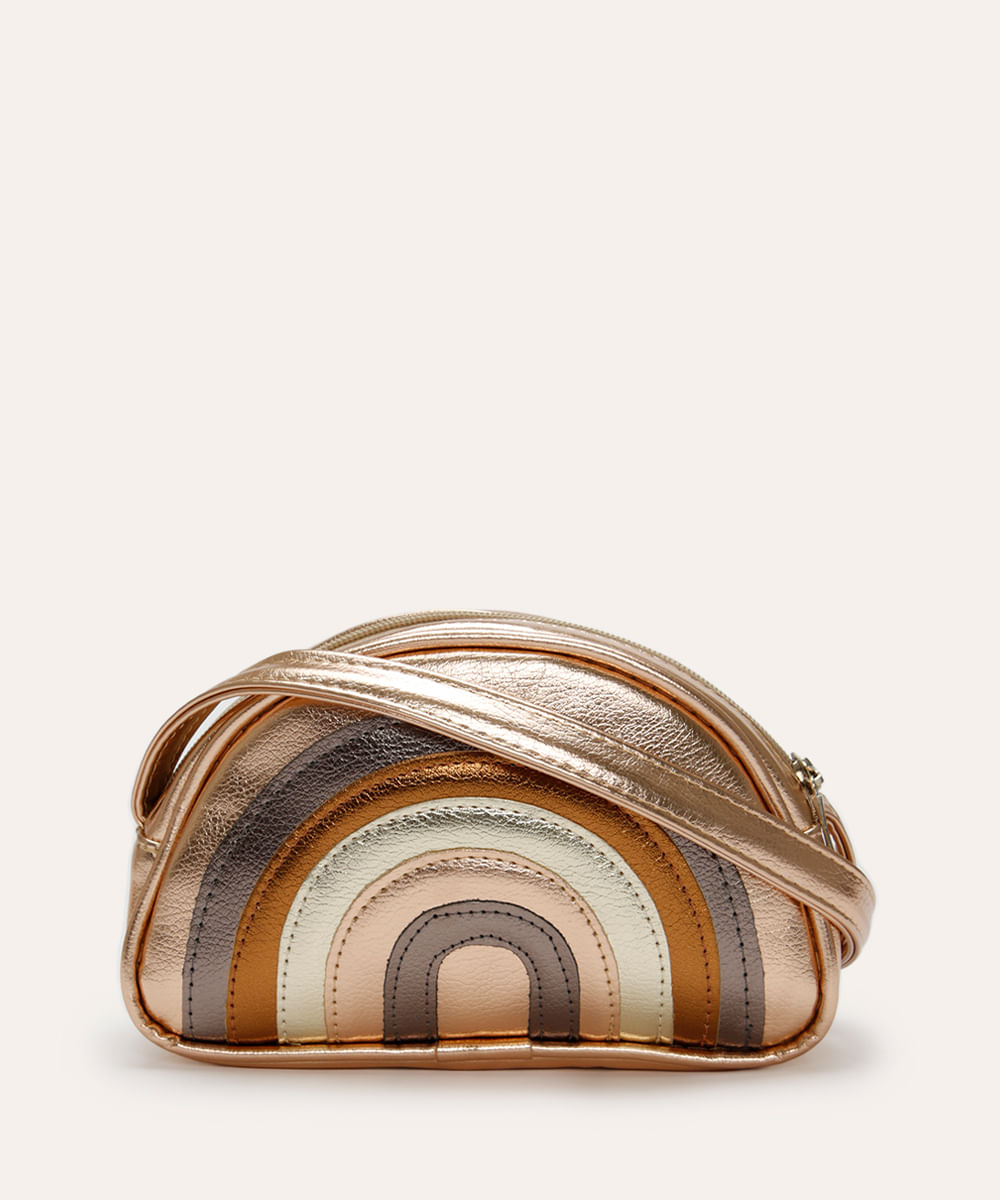 bolsa infantil metalizada arco-íris dourada