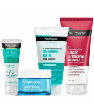 Neutrogena Kit – Hidratante Facial + Protetor Solar + Gel de Limpeza + Hidratante Corporal Para Todos os Tipos de Pele