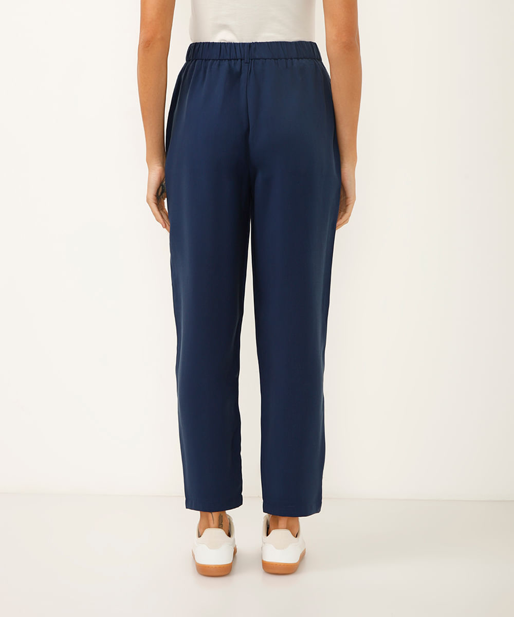 calça clochard de alfaiataria com bolsos azul