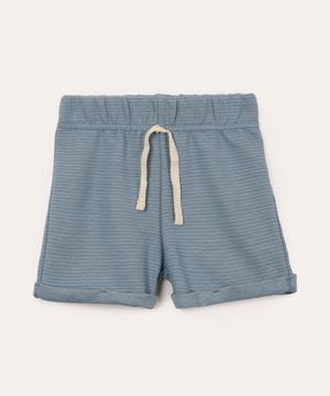 short infantil texturizado cós elástico azul