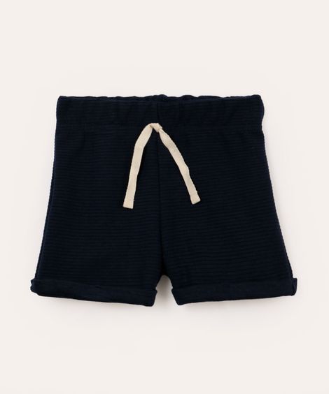 short infantil texturizado cós elástico azul marinho