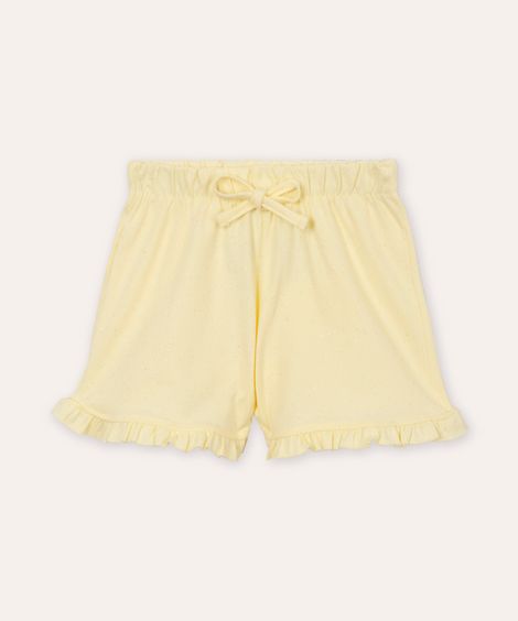 short infantil de algodão com glitter amarelo