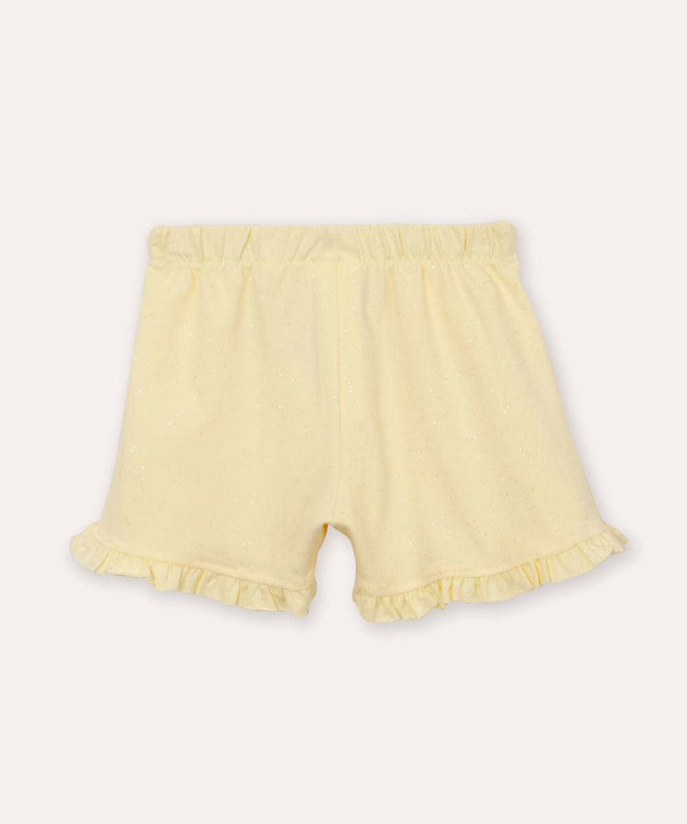 short infantil de algodão com glitter amarelo