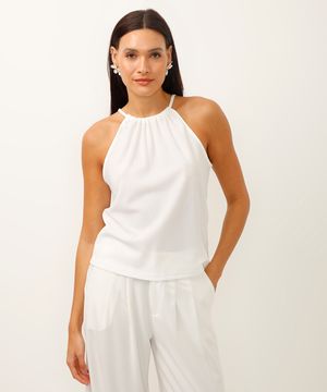 regata cropped halterneck alongada off white