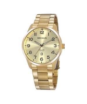 Kit Relógio Masculino Casual Dourado Com Pulseira