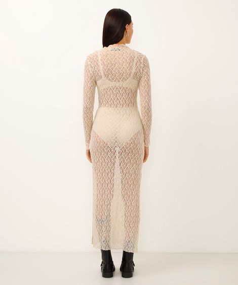 vestido longo de renda off white