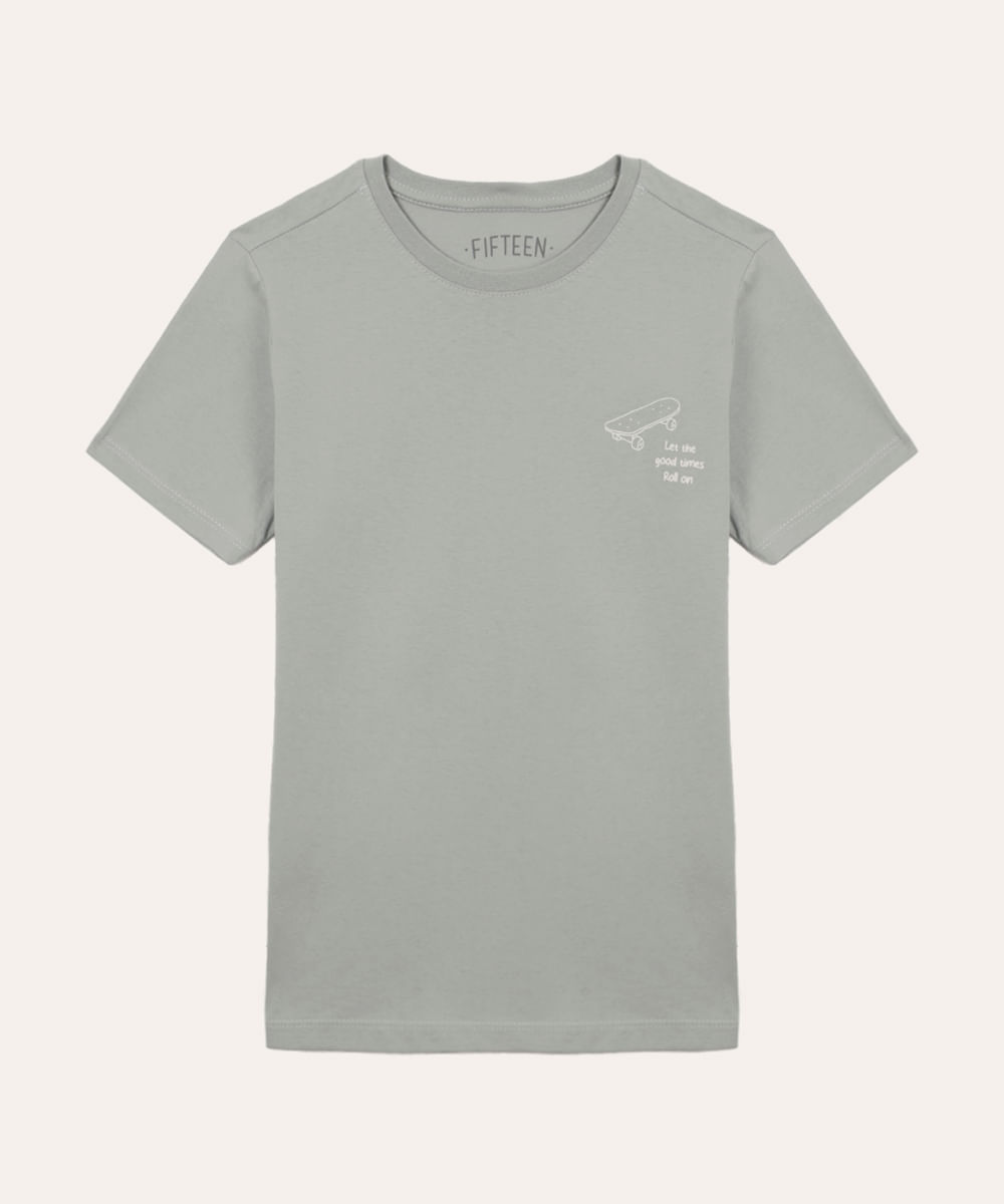 camiseta de algodão juvenil skate azul
