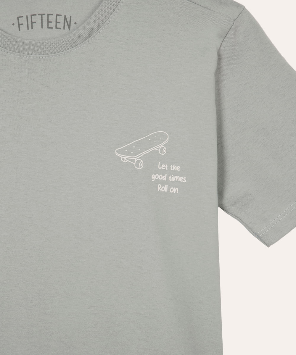 camiseta de algodão juvenil skate azul