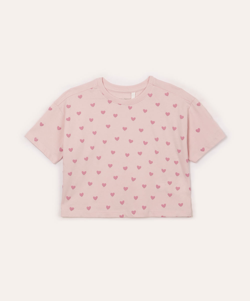 blusa infantil de algodão corações rosa