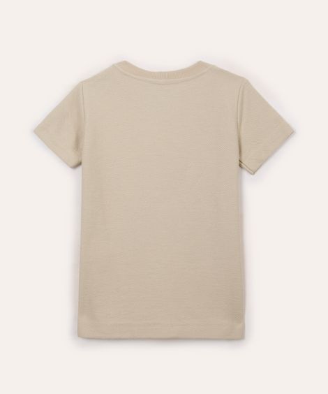 camiseta de moletom infantil manga curta bege