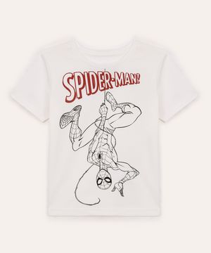 camiseta de algodão infantil homem aranha off white