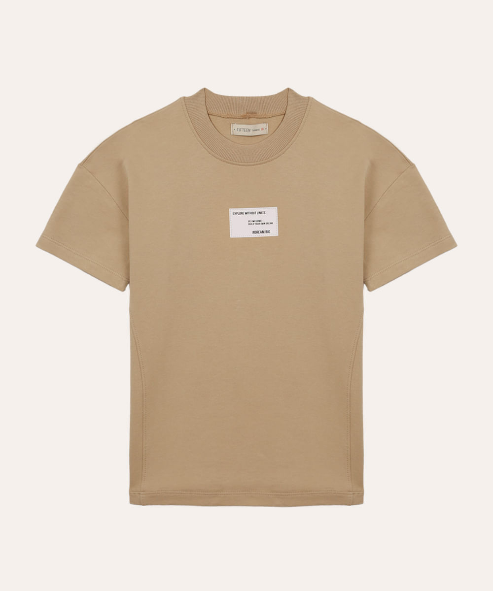 camiseta de algodão juvenil explore without limits bege
