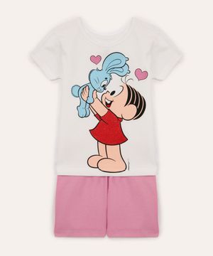 conjunto de algodão infantil turma da mônica off white