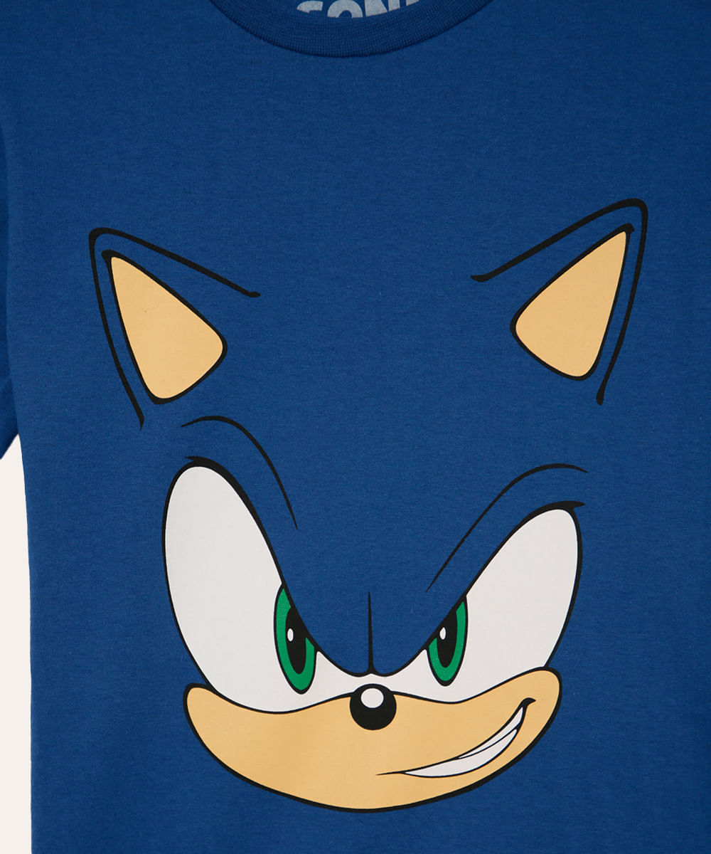 kit 2 camisetas infantis de algodão sonic manga curta colorido