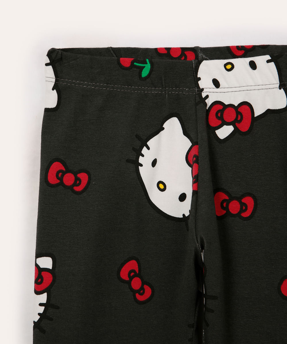 calça legging infantil hello kitty cinza