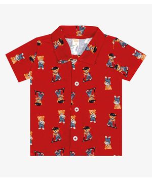 Camisa Infantil Masculina Ursinhos Trick Nick Vermelho