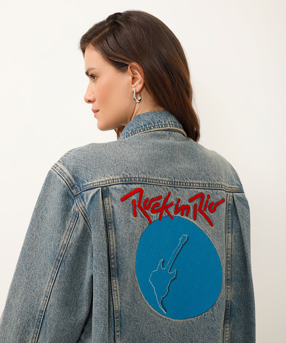jaqueta jeans rock in rio azul