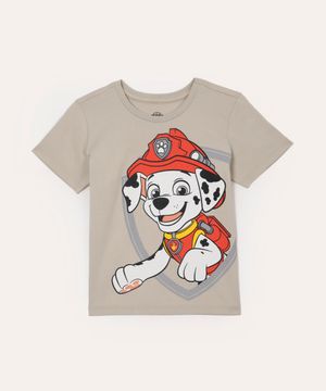 camiseta infantil de algodão marshall patrulha canina bege