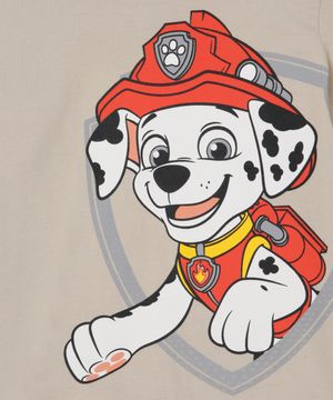 camiseta infantil de algodão marshall patrulha canina bege