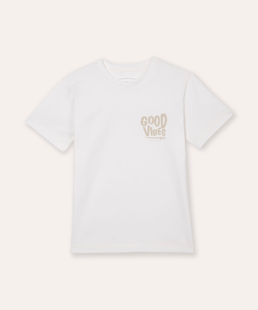 kit 2 camisetas infantis good vibes bege