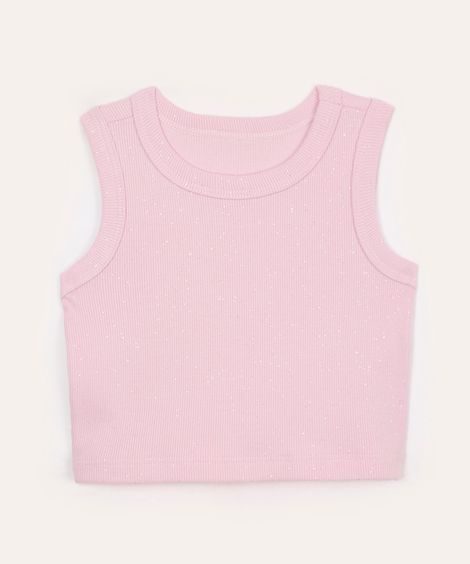 regata de algodão infantil com glitter rosa