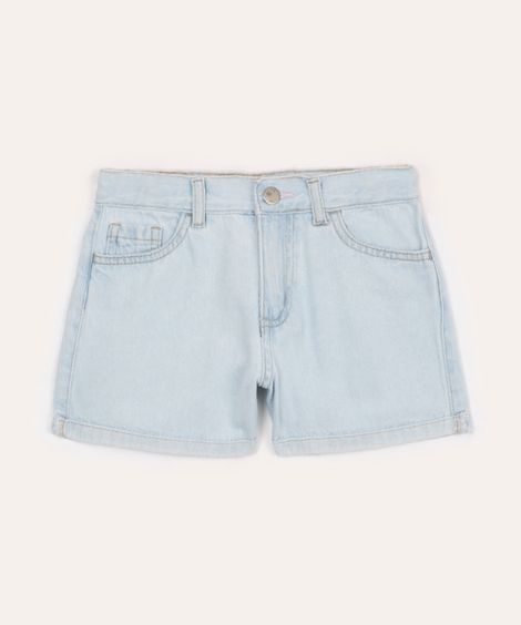 short mom jeans infantil com bolsos azul