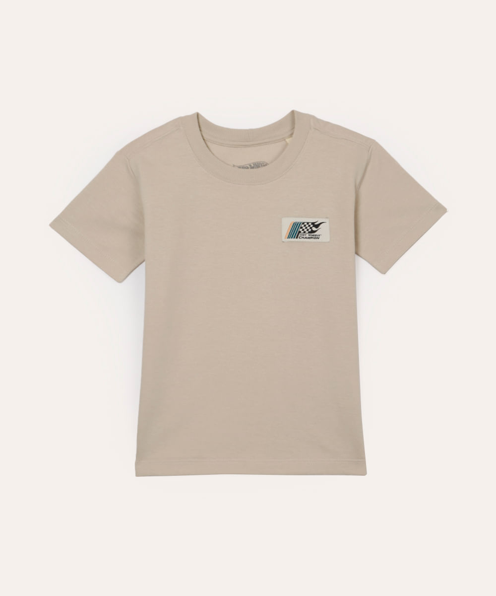 camiseta infantil de algodão hot wheels bege