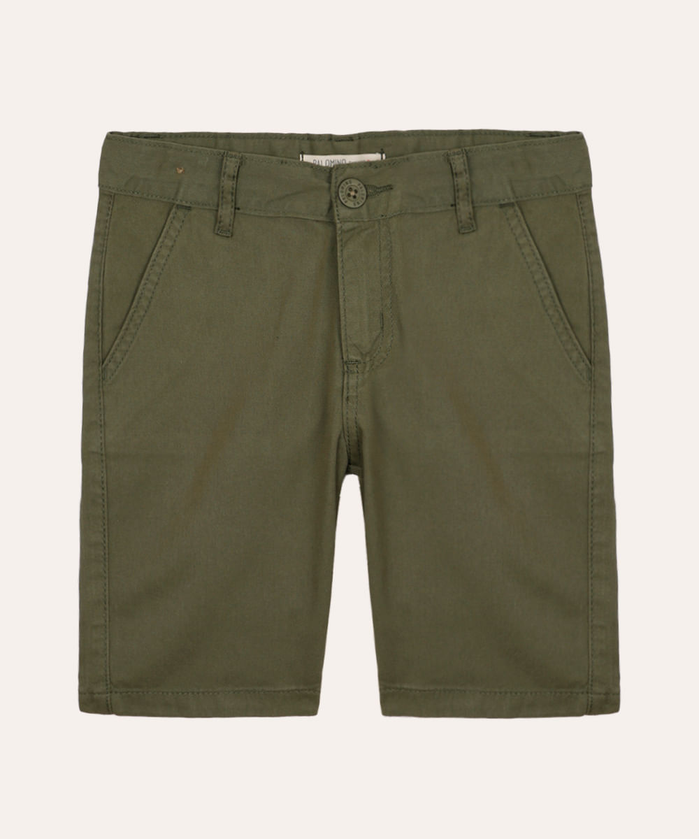 bermuda infantil de sarja com bolsos chino verde
